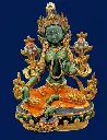 Green Tara Copper and Gold Hand Painted Statue.webp
