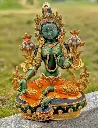 Green Tara Copper and Gold Hand Painted Statue.webp