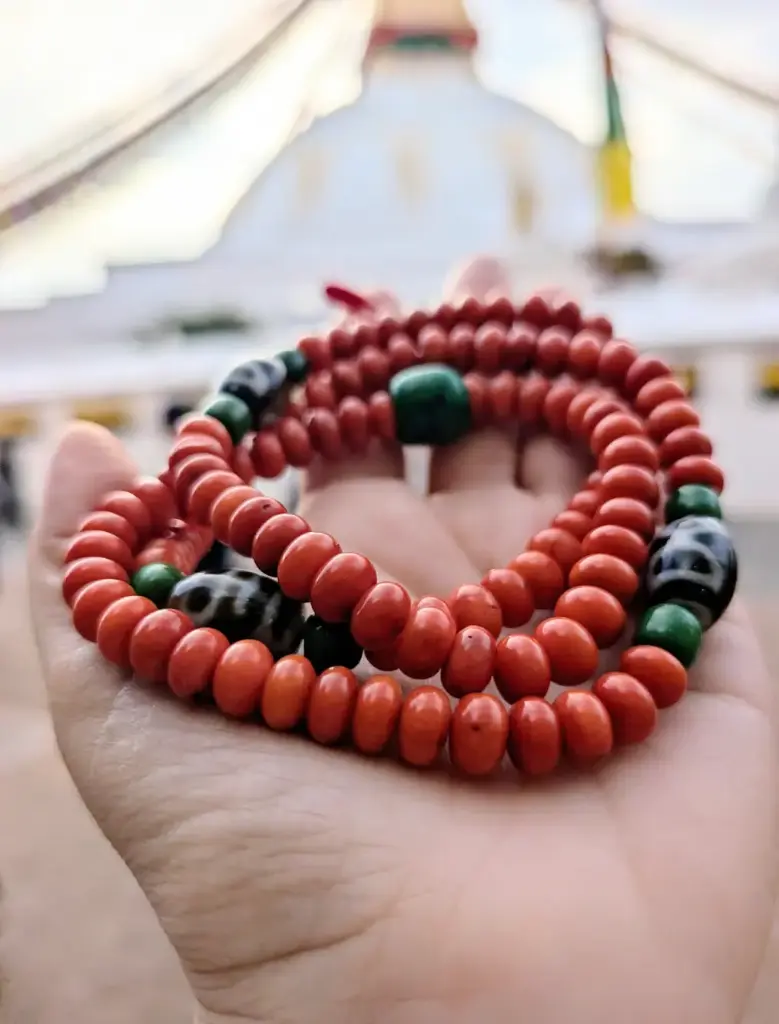 Red Coral and Turquoise Mala