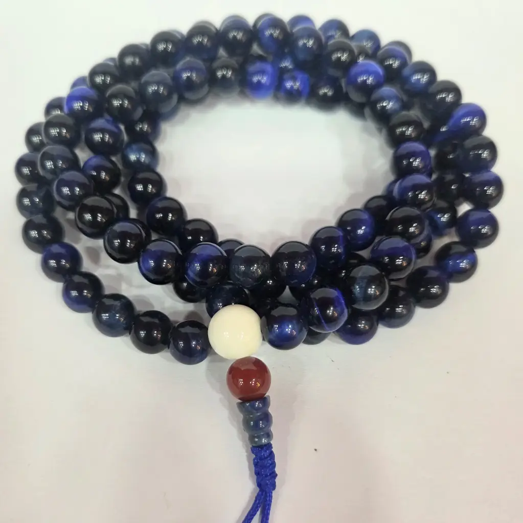 Blue Tiger Eye Om Ah Hung mala
