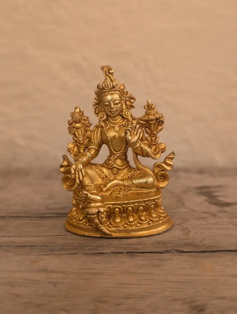 Gold Green Tara Statue