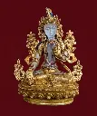 Copper and Crystal White Tara Statue, 24K Gold Plated.