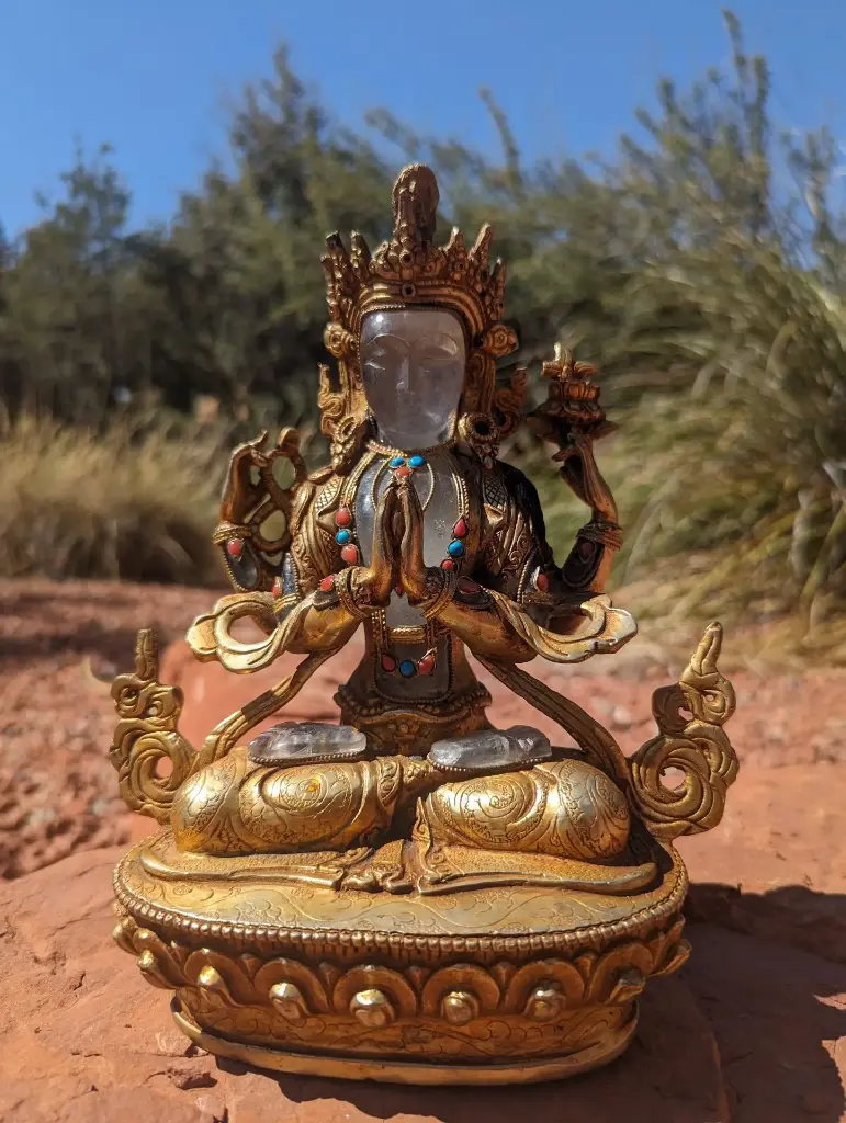 Crystal Four Armed Chenrezig Statue