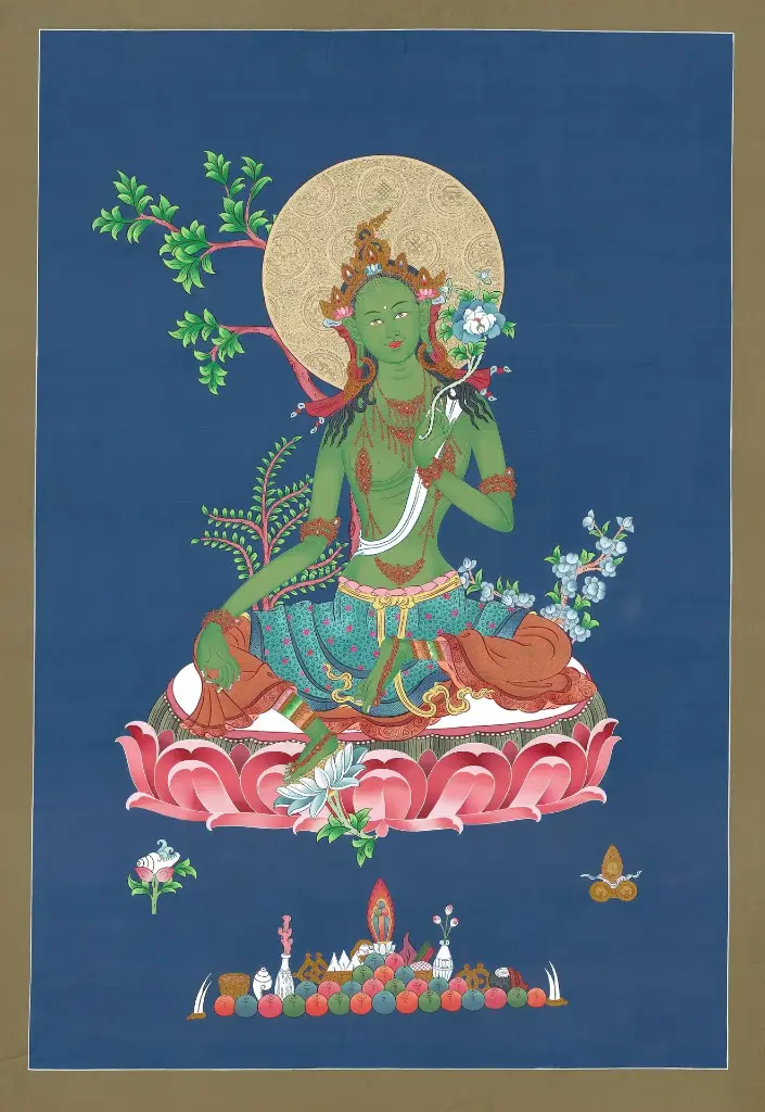 [5601] Green Tara Thangka, Mother of the Buddhas