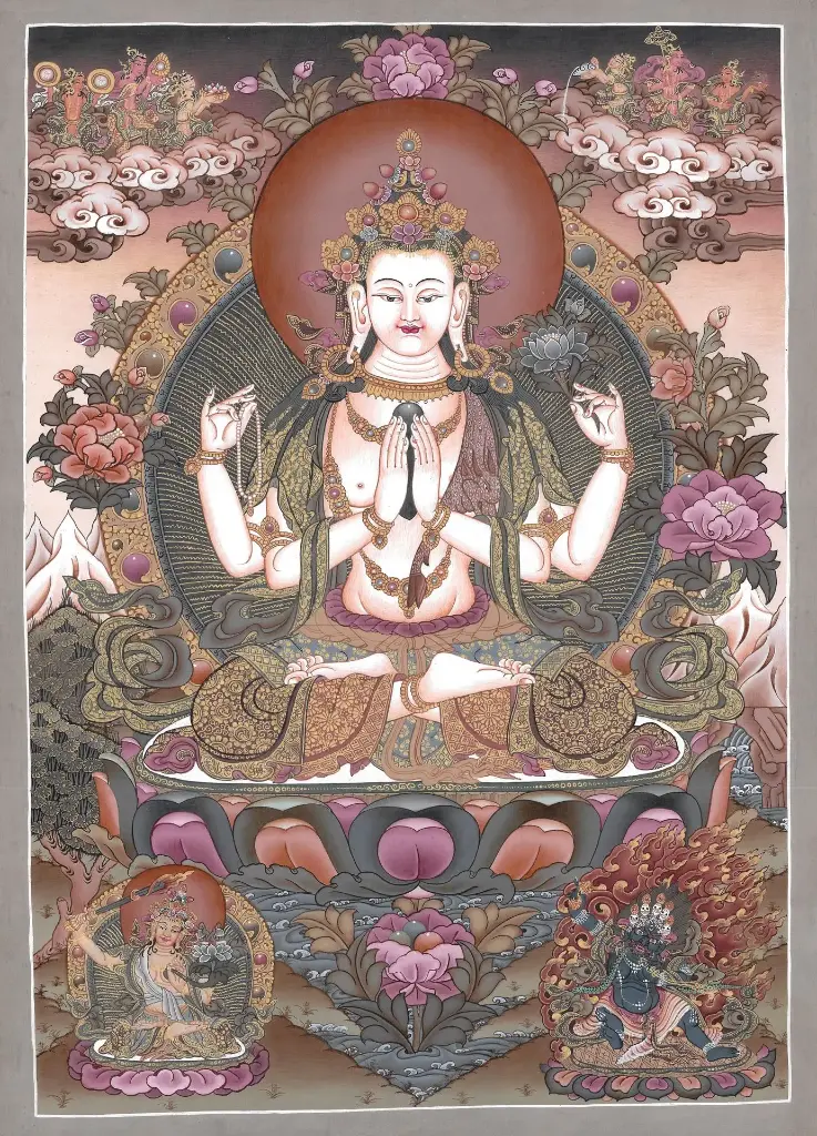 Masterpiece Four Armed Chenrezik Thangka