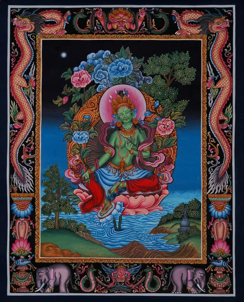 Newari Green Tara Thangka