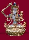 Copper and Crystal Quartz, 24K Gold Plated Manjushri Statue