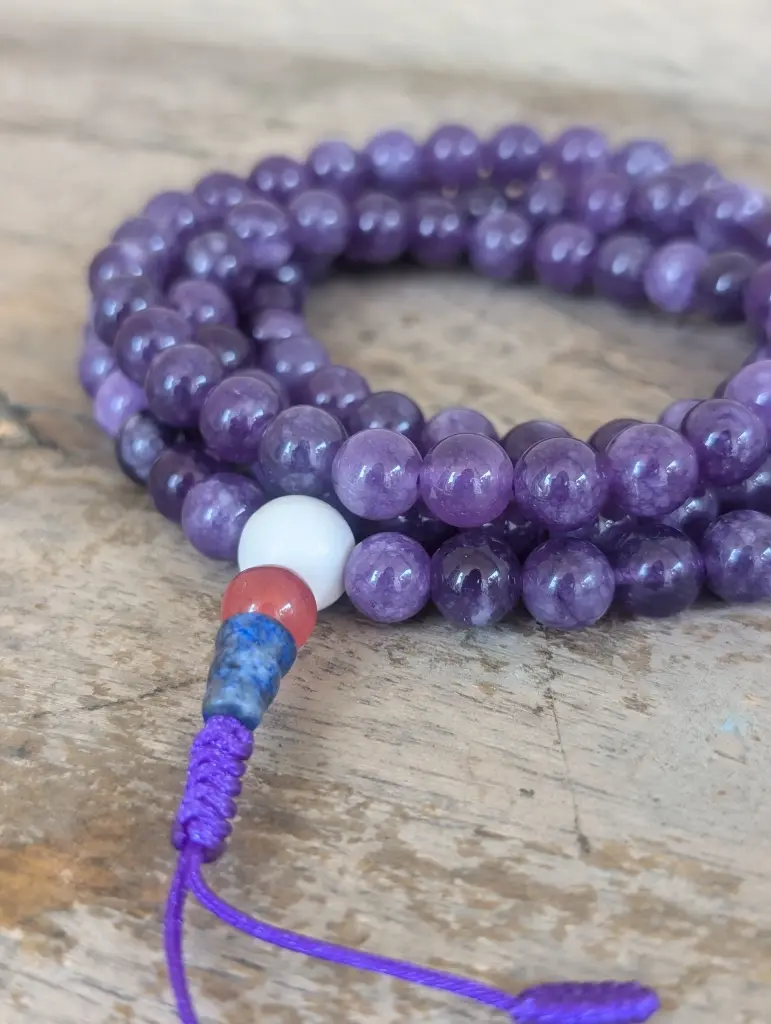 Authentic Amethyst Om Ah Hung Mala