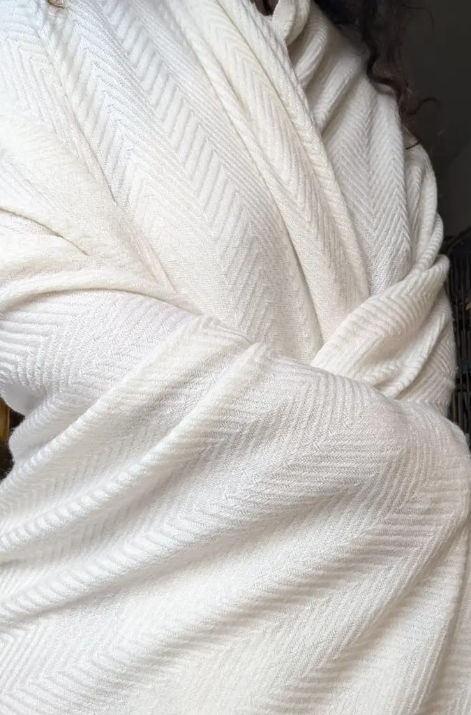 White Tara Large Cashmere Meditation Blanket