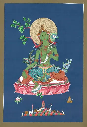 [5601] Green Tara Thangka, Mother of the Buddhas