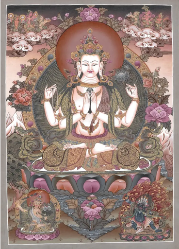 [1052] Masterpiece Four Armed Chenrezik Thangka