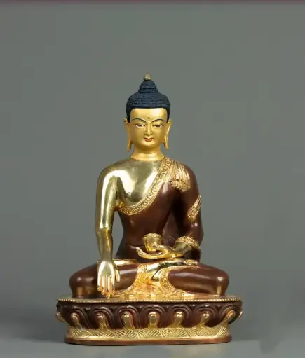Gold Copper Shakyamuni Buddha Statue