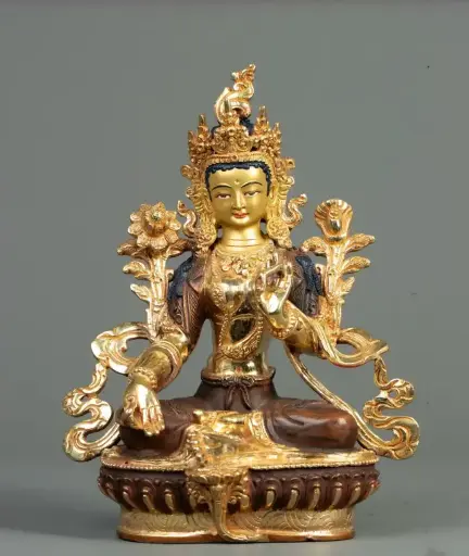 Gold Green Tara Copper Statue