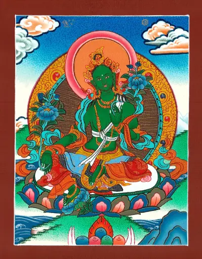 [1022] Green Tara Thangka