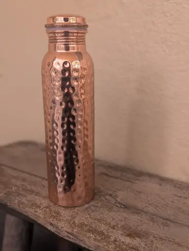 [5101] Copper Water Bottle Hand Hammered Finish