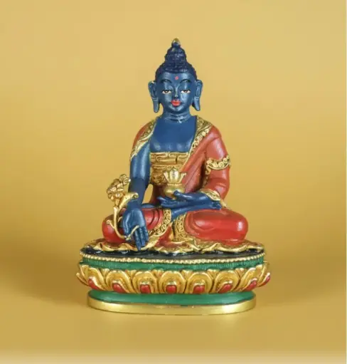 Small Handpainted Copper Medicine Buddha Statue